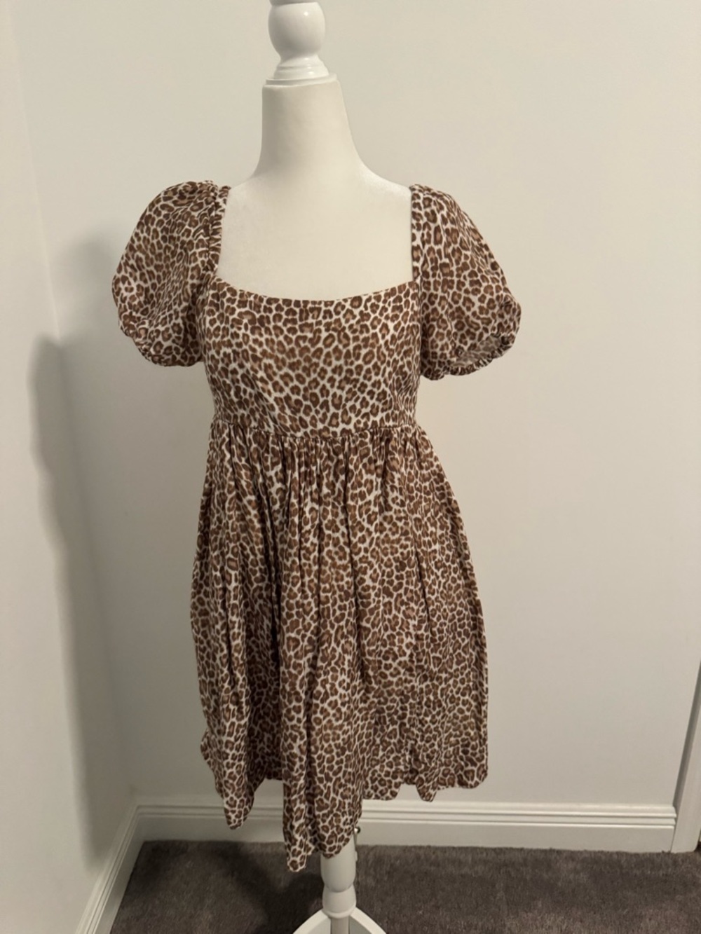 EUC J. Crew Leopard Print Puff Sleeve Dress - Brown